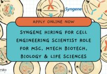 Syngene Hiring For Cell Engineering