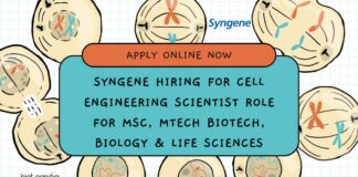 Syngene Hiring For Cell Engineering