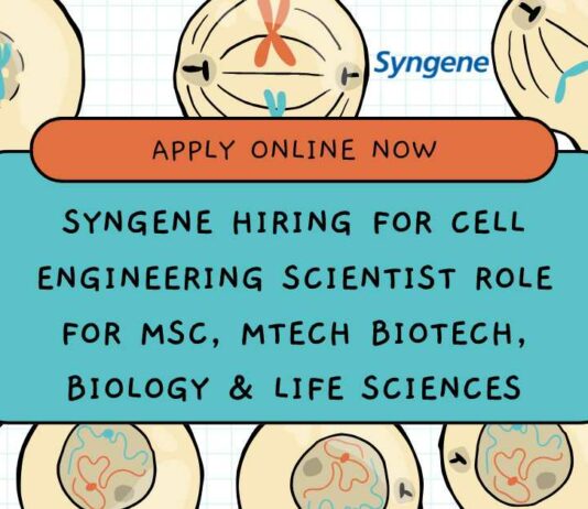 Syngene Hiring For Cell Engineering
