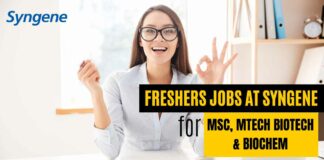 Freshers Vacancies at Syngene