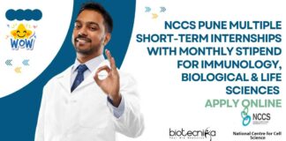 NCCS Pune Short-Term Internships