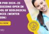 NISER PhD 2024-25 Admissions Open in School of Biological Sciences (Winter Session), Apply Online NISER PhD 2024-25 Admissions Open in School of Biological Sciences (Winter Session), Apply Online