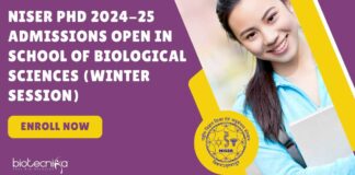 NISER PhD 2024-25 Admissions Open in School of Biological Sciences (Winter Session), Apply Online