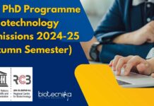 RCB PhD Programme in Biotechnology Admissions 2024-25 (Autumn Semester) RCB PhD Biotechnology Admissions 2024-25
