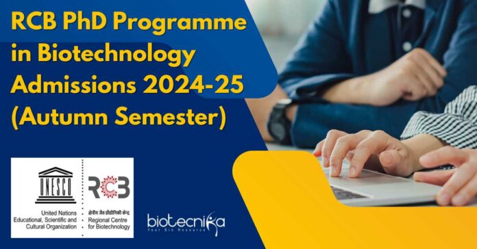 RCB PhD Biotechnology Admissions 2024-25