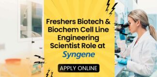 Freshers Jobs Syngene Vacancies For Biotech & Biochem - Apply Online