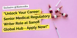 Sanofi Medical Regulatory Writer Role For MSc & PhD - Apply Now!