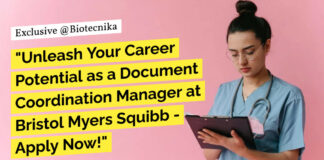 Bristol Myers Squibb BSc Jobs - Life Sciences Apply For Document Coordination Manager Role