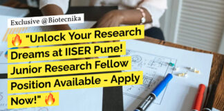 IISER Pune Research Fellow Recruitment - Applications Invited
