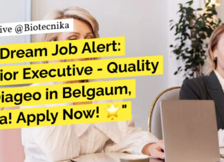 Diageo Quality Executive Job Opening - MSc Biotech, Biochem, Microbiology & Food Tech Apply Online