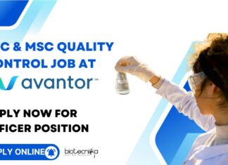Quality Control Job Avantor: Apply Now for Officer Position