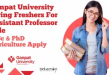 Ganpat University Assistant Professor Job