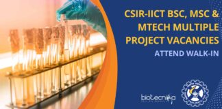 IICT Biotechnology Project Vacancies