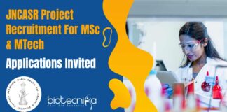 JNCASR Project Recruitment 2024