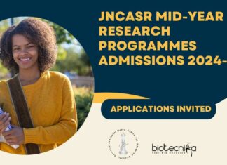 JNCASR Research Programmes Admissions