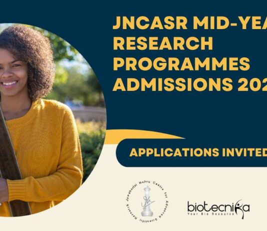 JNCASR Research Programmes Admissions