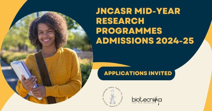 JNCASR Research Programmes Admissions