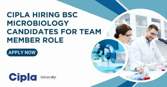 Cipla Hiring BSc Microbiology Candidates