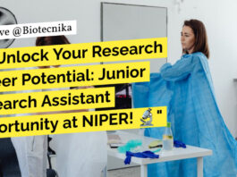 NIPER Junior Research Assistant Position Recruitment - Applications Invited