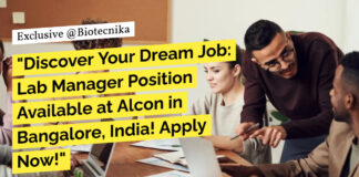 Alcon Lab Manager Position Available - BSc Biology Apply Online