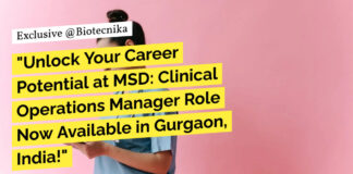 MSD Clinical Operations Manager Job Opening - Apply Online