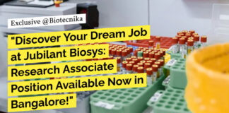 Jubilant Biosys Research Associate Position For MSc, MTech - Apply Online