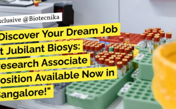 Jubilant Biosys Research Associate Position For MSc, MTech - Apply Online