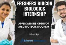 Freshers Biocon Biologics Internship Applications Open For MSc Biotech, Biochem