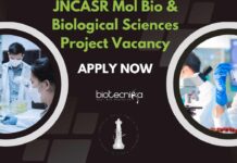 JNCASR Mol Bio Project Job, Biological Sciences Apply Now