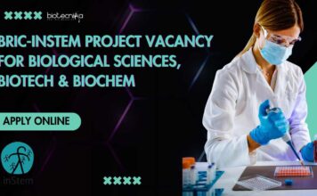 BRIC-inStem Project Vacancy