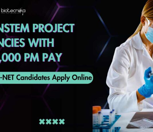 BRIC-inStem Project Vacancies With Rs. 56,000 pm Pay - NET & Non-NET Candidates Apply Online