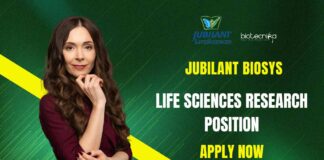 Jubilant Biosys Life Sciences Research Position