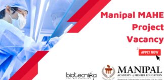 Manipal MAHE Project Vacancy - Apply Now