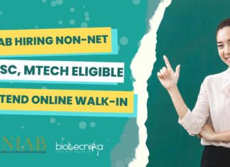Non-NET Project Vacancy at NIAB - MSc, MTech Apply & Attend Online Walk-In