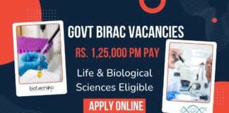 BIRAC Job Openings For Life & Biological Sciences, Apply Online