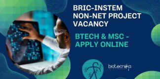 BRIC-inStem Non-NET Project Vacancy For BTech & MSc - Life Sciences Apply Online