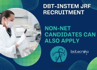 DBT-inStem JRF Recruitment – Non-NET Candidates Can Apply Online inStem Life Science JRF Recruitment