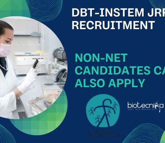 inStem Life Science JRF Recruitment