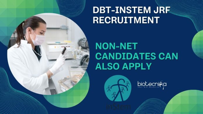 inStem Life Science JRF Recruitment