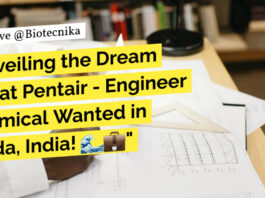 Biochemical Engineer Job Opening at Pentair, Apply Online