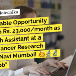 TMC-ACTREC BSc Biotech Research Job - Attend Walk-In-Interview
