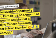 TMC-ACTREC BSc Biotech Research Job – Attend Walk-In-Interview TMC-ACTREC BSc Biotech Research Job - Attend Walk-In-Interview