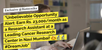 TMC-ACTREC BSc Biotech Research Job - Attend Walk-In-Interview
