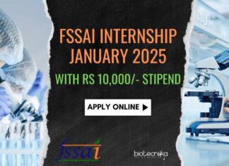 FSSAI Internship Applications Jan 2025