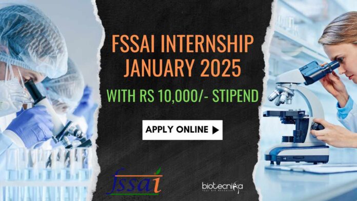 FSSAI Internship Applications Jan 2025