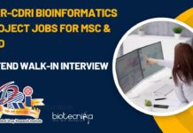 CSIR-CDRI Bioinformatics Project Jobs For MSc & PhD – Attend Walk-In Interview CSIR-CDRI Bioinformatics Project Jobs