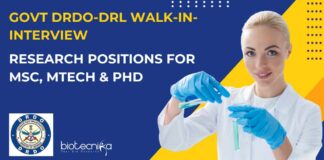 Govt DRDO-DRL Walk-In-Interview