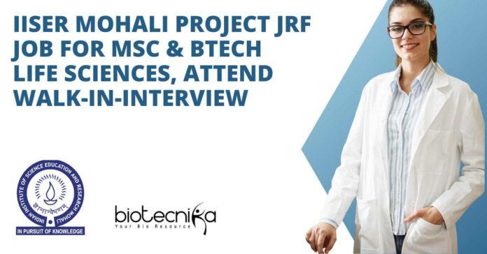 IISER Mohali Project JRF Job