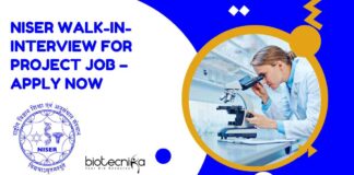 NISER Walk-In-Interview for Project Job