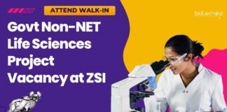 Govt Non-NET Life Sciences Project Vacancy at ZSI